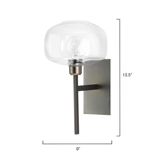 Contemporary Scando Mod Wall Sconce in Gunmetal & Clear Glass For Sale - Image 3 of 5