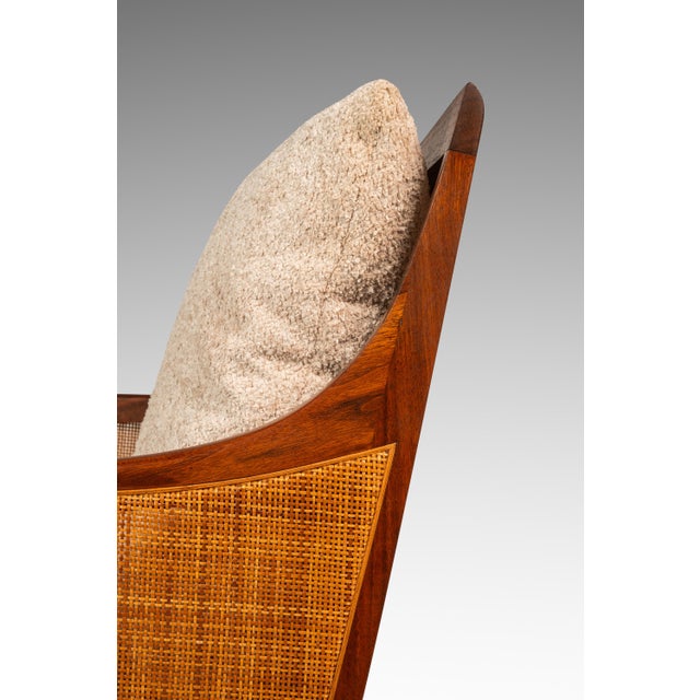 Set of Two (2) Rare Mid-Century Modern Caned Lounge Chairs in Walnut Attributed to Kipp Stewart for Directional, Usa, C. 1950s For Sale - Image 11 of 17