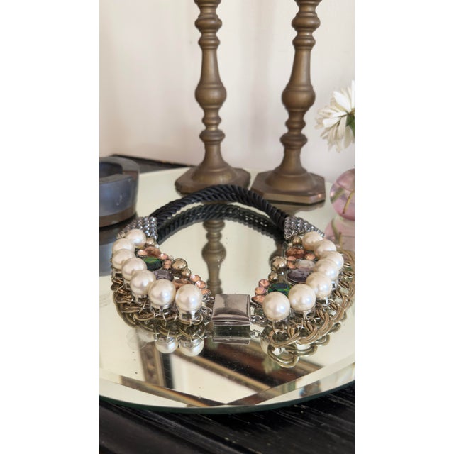 Vintage Y2k Chunky Mixed-Media Statement Bib Necklace For Sale In New York - Image 6 of 13
