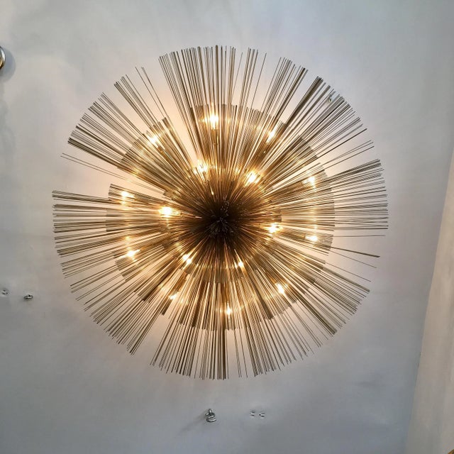 1960s Curtis Jere Brass Nest Flush Light Chandelier For Sale - Image 5 of 8
