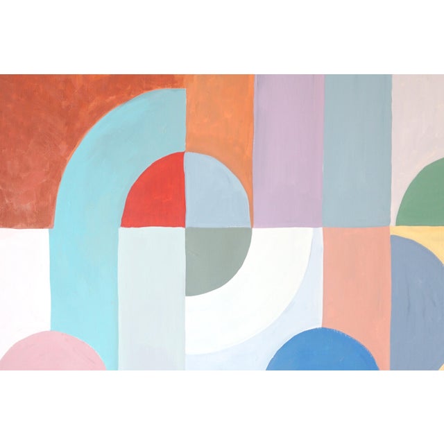Paper 2026, Art Deco Painting Diptych, Celestial Bodies, Geometric Bauhaus Patterns on Paper, Pastel Tones Palette by Natalia Roman For Sale - Image 7 of 10