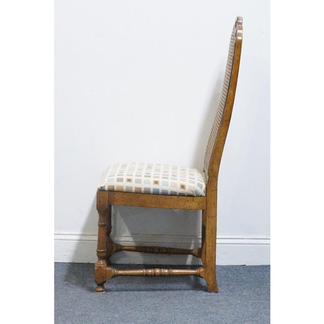 Drexel Drexel Furniture Bishopsgate Collection Solid Walnut English Tudor Style Cane Back Dining Side Chair For Sale - Image 4 of 7