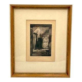 Max Klinger “Arme Familie” (The Poor Family), 1889, Original Etching, Plate Ix, Vom Tode I, German Symbolist Art, Framed For Sale