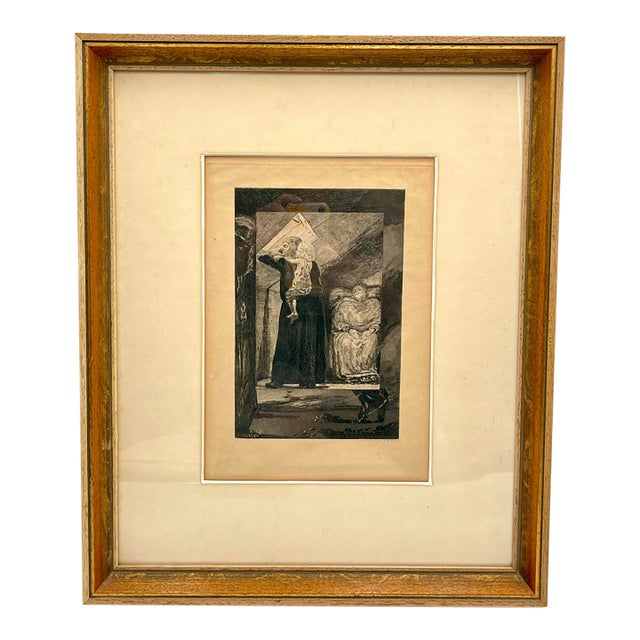 Max Klinger “Arme Familie” (The Poor Family), 1889, Original Etching, Plate Ix, Vom Tode I, German Symbolist Art, Framed For Sale