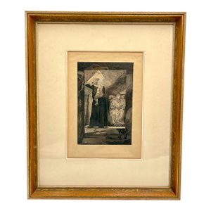 Max Klinger “Arme Familie” (The Poor Family), 1889, Original Etching, Plate Ix, Vom Tode I, German Symbolist Art, Framed