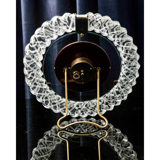 Metal Murano Glass Mantel Clock by Ercole Barovier for Barovier & Toso, Italy, 1950s For Sale - Image 7 of 14