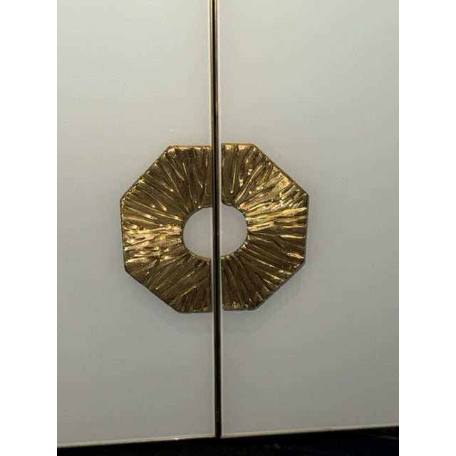 Pair of Murano White Glass and Brass Side Tables For Sale In Dallas - Image 6 of 7