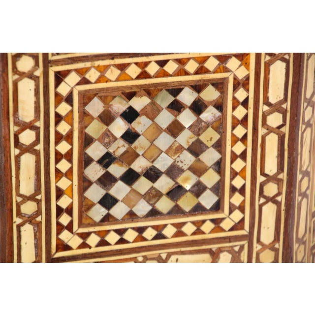 Moorish Moroccan Octagonal Pedestal Tables Inlaid with Mosaic Marquetry - A Pair For Sale - Image 11 of 13