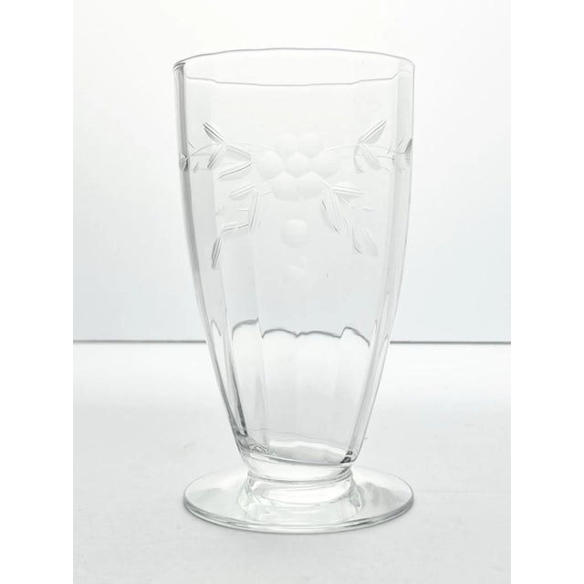 1950s Vintage 6 Etched Flower Optic Iced Tea or Tumbler Glasses 5 3/8” 12oz No chips, cracks, or fleabites. Height 5 3/8”...