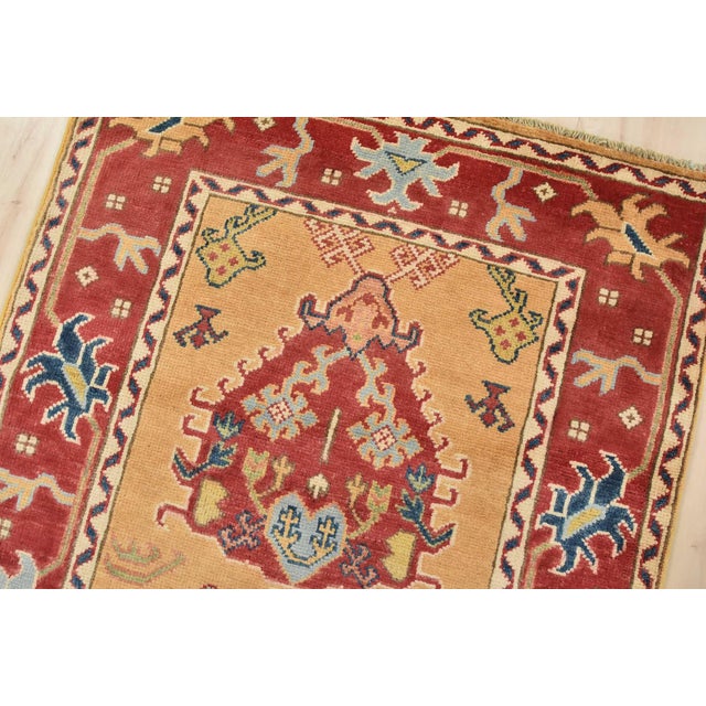 2020s Kazak Runner 2’8” X 9’9” Gold Wool Tribal Hand-Knotted Oriental Rug For Sale - Image 5 of 13