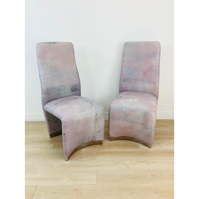 Vintage 1980s Kagan Style Sculptural Armless Set of 8 Dining Chairs For Sale In Palm Springs - Image 6 of 14