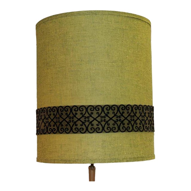 1950s Extra Large Green Fabric Drum Lamp Shade For Sale