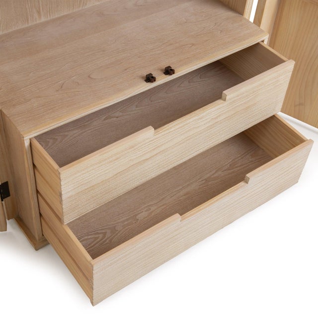 Whitewashed Organic Modern Pine Storage Cabinet For Sale In Los Angeles - Image 6 of 7