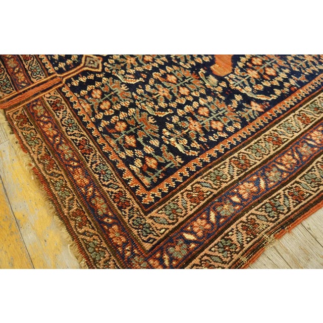 1900 - 1909 1900s Navy Paisley Tribal Antique Persian Afshar Saddle Rug 3'2" X 3'4" Knotted Wool Carpet For Sale - Image 5 of 12