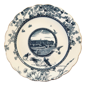 Blue and White English Commemorative Bradford Academy Plate