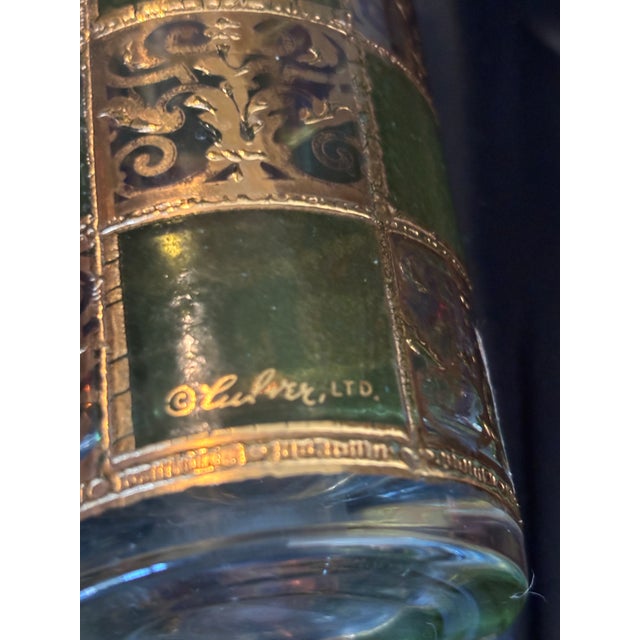 Mid-Century Modern Vintage Culver Ltd. Valencia Highball Glasses Mid-Century 22k Gold & Green Set of 2 For Sale - Image 3 of 3