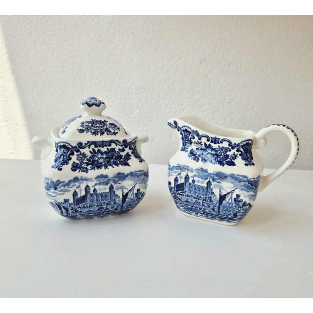 Vintage English Sugar Bowl and Creamer Set by Enoch Wedgwood, 1960s, Set of 2 For Sale - Image 6 of 6