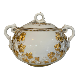 Antique Meissen Gold Leaf Sugar Bowl