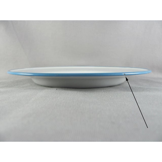 8" Mid Century Modern Kockums Jernverk Sweden Enamelware Turquoise Blue Horse Pony Plate Child's Dish For Sale - Image 6 of 8