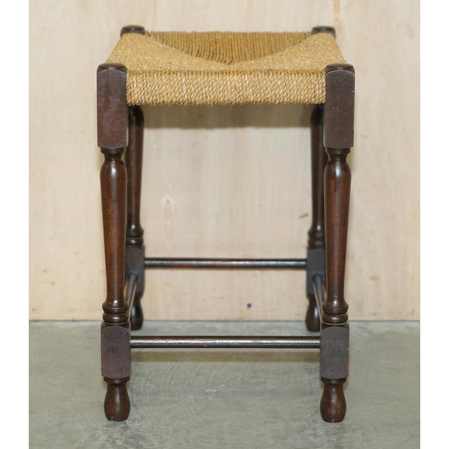 Vintage Dutch Bench Stool with Rope Woven Rush Style Seat, 1940s For Sale - Image 13 of 16