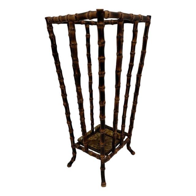Classic Real Bamboo Umbrella Stand, English For Sale