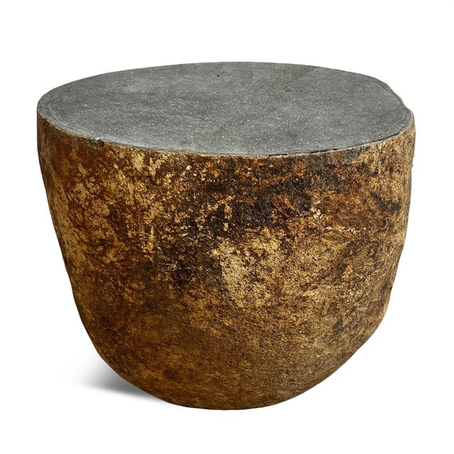 Contemporary Vintage Stone Boulder Outdoor Side Table Stool For Sale - Image 3 of 5