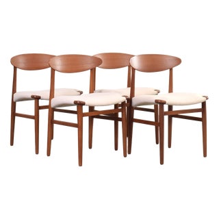 Mid-Century Danish Teak Dining Chairs by Ejner Larsen and Aksel Bender Madsen, 1960s, Set of 4 For Sale