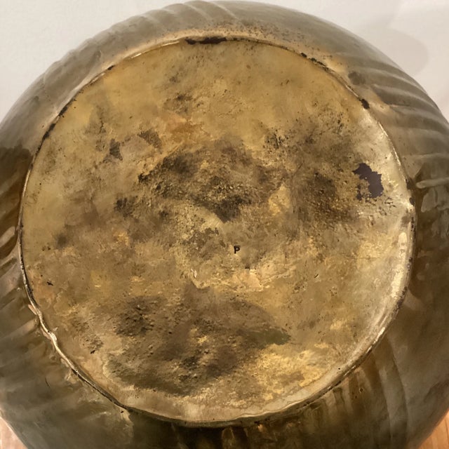 Vintage Mid 20th Century Very Large Handmade Hammered Copper Finish Brass Vase For Sale - Image 11 of 13