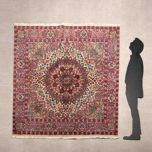 Kerman rug in cotton and wool, large knot, hand-made. This piece is attributed to the mentioned designer/maker. It has no...