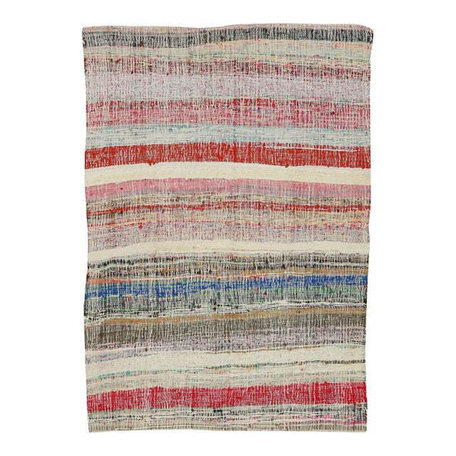 Mid 20th Century Vintage Small Rag Rug For Sale