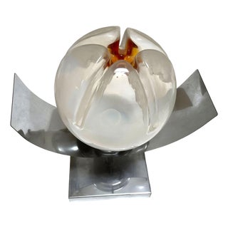 1960s Mid-Century Chrome & Murano Art Glass Space-Age Wall Sconce by a.v. Mazzega For Sale