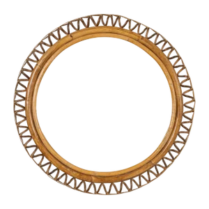 Mid-Century Round Rattan and Bamboo Wall Mirror, Italy, 1960s