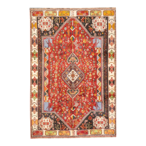Vintage Hand-Knotted Persian Qashqai Rug 5'9" X 8'6"