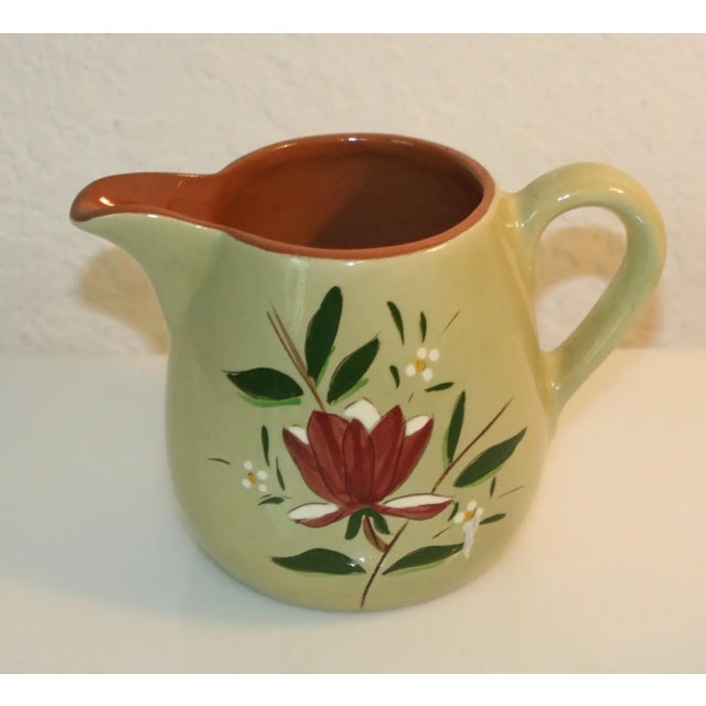 Mid 20th Century 1950s Stangl Pottery Magnolia Pattern Floral Hand-Painted Pitcher For Sale - Image 5 of 8