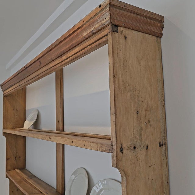 Wood Antique English Pine Wall Plate Rack - Circa 1870 For Sale - Image 7 of 11
