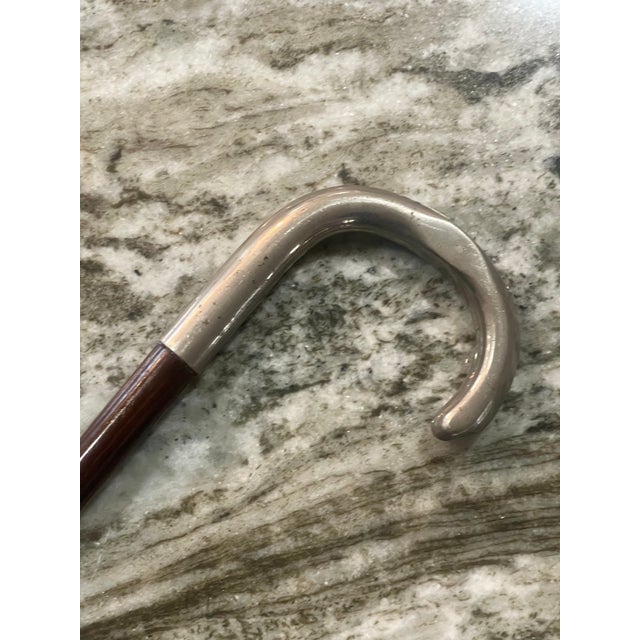 19th C. Georgian Sterling Crook Handled Walking Stick or Cane For Sale In New York - Image 6 of 8