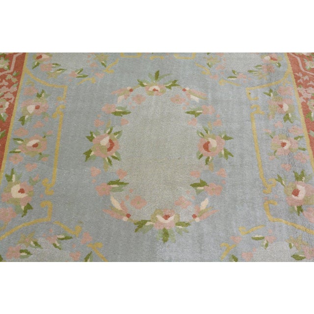 Art Deco Vintage Chinese Art Deco Hand Knotted Wool Rug, 4x4'8 For Sale - Image 3 of 4