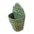 Beautiful vintage handmade emerald green ceramic wall vase. Traditional Chinese details and characters. Features hook for...