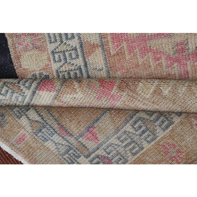 Turkish Oushak Runner in Soft Taupe With Faded Rose, Pale Blue, and Cream Accent For Sale - Image 12 of 12