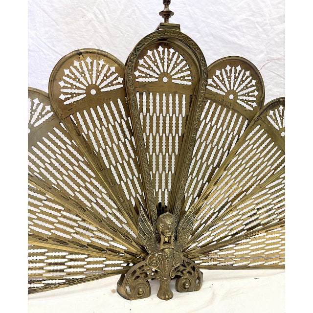 Art Deco Vintage 1950's Art Deco Peacock Fireplace Screen For Sale - Image 3 of 18