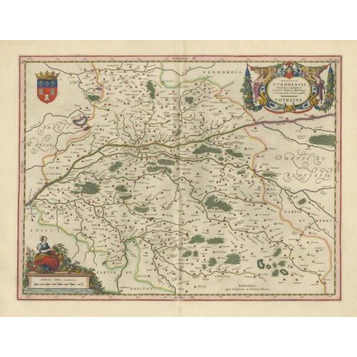 Antique Blaeu Map of Touraine, Tours and the Loire Valley, 1642 For Sale - Image 12 of 12