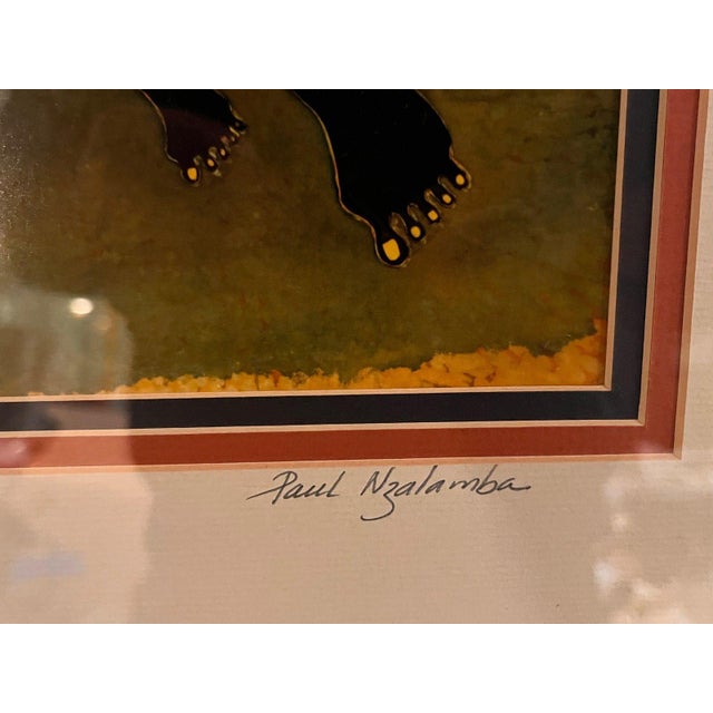 Paul Nzalamba "Still Together" Signed African Art Print Framed 16x20.5 For Sale - Image 9 of 10