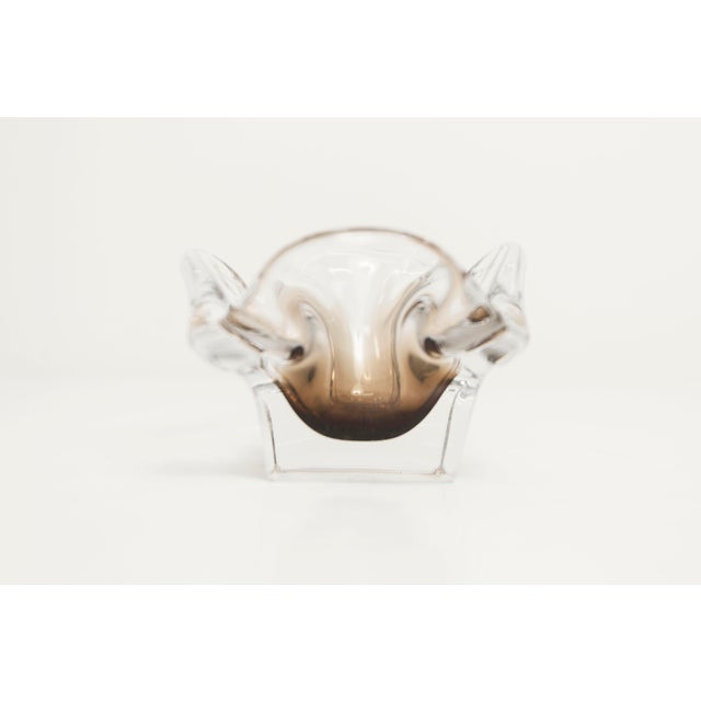 Square Clear and Brown Murano Glass Ashtray, 1960s For Sale - Image 6 of 13