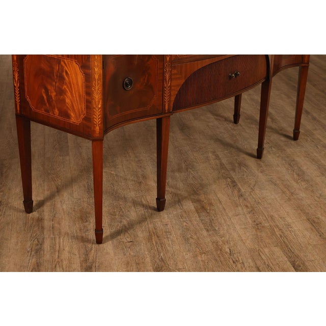 Wood Federal Style Custom Mahogany Sideboard With Inlay And Tambour Door For Sale - Image 7 of 18