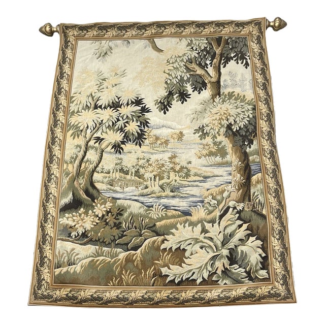 VTG French Wall Hanging Tapestry, Point De Loiselles, the Clairmarais Forest, 85" X 59" For Sale