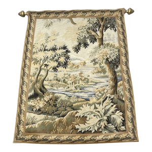 VTG French Wall Hanging Tapestry, Point De Loiselles, the Clairmarais Forest, 85" X 59"