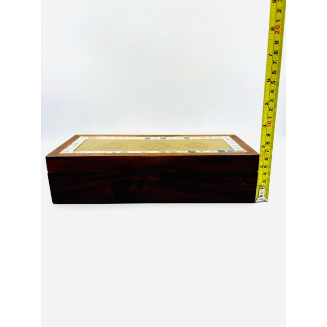 Mid 20th Century Georges Briard Regalia MCM Teak Wood Box W Mosaic Tile & Glass Inset Top For Sale - Image 10 of 12