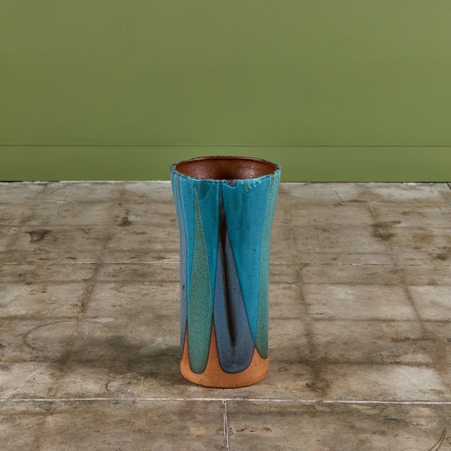 David Cressey Pro/Artisan Blue Flame-Glaze Sand Urn for Architectural Pottery For Sale - Image 9 of 12