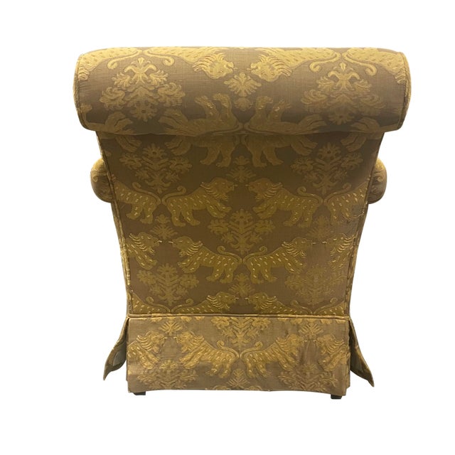 Traditional 1980s Schumacher Furnishings Club Chair in Scalamandre Fabric For Sale - Image 3 of 9