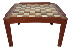 1970s Mid Century Teak Tile Top Game Table